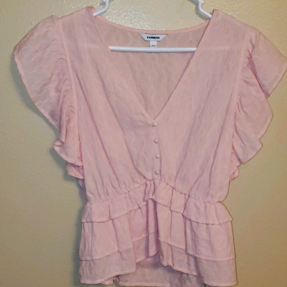 Express cropped flutter blouse